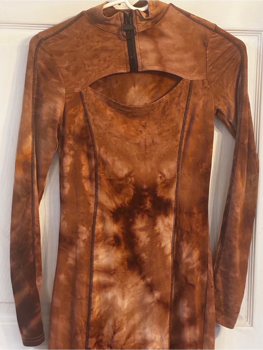 Fashion Nova Women’s Brown Zipped In Tie Dye Midi Dress, Size: S